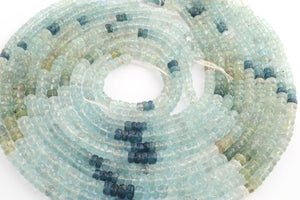 1 Strand Moss Aquamarine Faceted Rondelles - Semi Precious Stone Rondelles - 6mm-7mm-15 Inches-BR03284