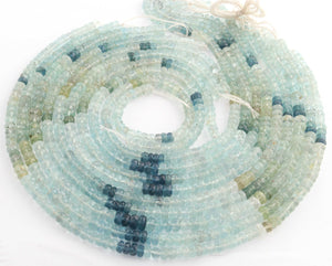 1 Strand Moss Aquamarine Faceted Rondelles - Semi Precious Stone Rondelles - 6mm-7mm-15 Inches-BR03284