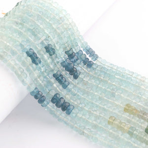 1 Strand Moss Aquamarine Faceted Rondelles - Semi Precious Stone Rondelles - 6mm-7mm-15 Inches-BR03284