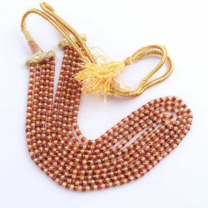 5 Strands Red & Yellow Zircon Faceted Rondelles Ready To Wear Necklace 3mm 13 Inch BR913