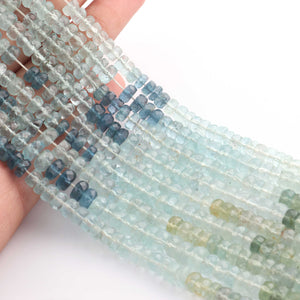 1 Strand Moss Aquamarine Faceted Rondelles - Semi Precious Stone Rondelles - 6mm-7mm-15 Inches-BR03284