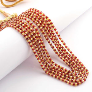 5 Strands Red & Yellow Zircon Faceted Rondelles Ready To Wear Necklace 3mm 13 Inch BR913