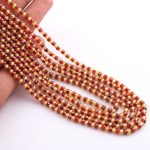 5 Strands Red & Yellow Zircon Faceted Rondelles Ready To Wear Necklace 3mm 13 Inch BR913