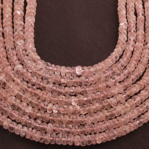 1  Long Strand Morganite Faceted Rondelles -Semi Precious Gemstone Rondelles Beads 3mm-8mm -18 Inches BR0834