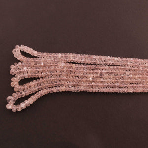 1  Long Strand Morganite Faceted Rondelles -Semi Precious Gemstone Rondelles Beads 3mm-8mm -18 Inches BR0834