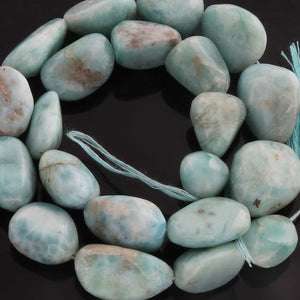 1  Strand Larimar Smooth Nuggets  Briolettes -Semi Precious Gemstone Assorted Nuggets Shape Larimar Briolettes -12mmx12mm-23mmx18mm-15 Inches BR03280