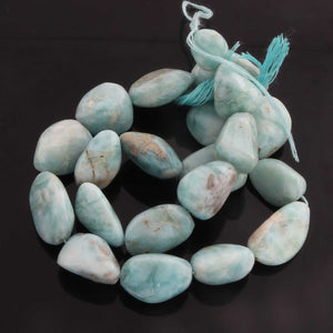 1  Strand Larimar Smooth Nuggets  Briolettes -Semi Precious Gemstone Assorted Nuggets Shape Larimar Briolettes -12mmx12mm-23mmx18mm-15 Inches BR03280