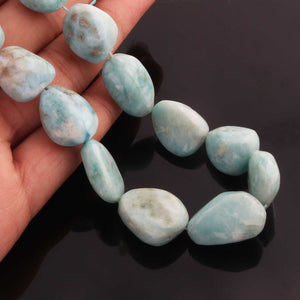 1  Strand Larimar Smooth Nuggets  Briolettes -Semi Precious Gemstone Assorted Nuggets Shape Larimar Briolettes -12mmx12mm-23mmx18mm-15 Inches BR03280