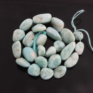 1  Strand Larimar Smooth Nuggets  Briolettes -Semi Precious Gemstone Assorted Nuggets Shape Larimar Briolettes -12mmx11mm-23mmx13mm-14.5 Inches BR2349