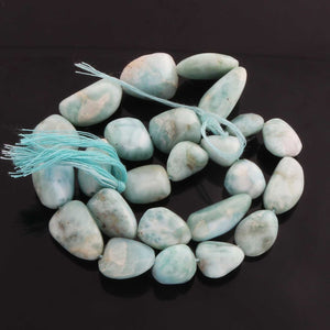 1  Strand Larimar Smooth Nuggets  Briolettes -Semi Precious Gemstone Assorted Nuggets Shape Larimar Briolettes -12mmx11mm-23mmx13mm-14.5 Inches BR2349