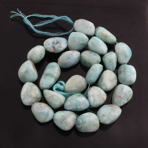 1  Strand Larimar Smooth Nuggets  Briolettes -Semi Precious Gemstone Assorted Nuggets Shape Larimar Briolettes -15mmx15mm-21mmx10mm-14.5 Inches BR2334