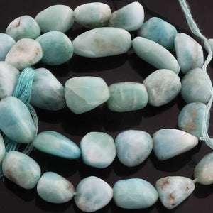 1  Strand Larimar Smooth Nuggets  Briolettes -Semi Precious Gemstone Assorted Nuggets Shape Larimar Briolettes -9mmx8mm-17mmx8mm-15 Inches BR02271