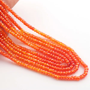 5 Strands AAA Quality Shaded Orange Zircon Faceted Rondelles Ready To Wear Necklace -Sheded Orange Zircon  3mm 13 Inches BR942