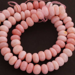 1 Strand Pink Opal Smooth  Roundelles -Semi Precious Gemstone Roundelles Beads 5mm-8mm- 14 Inches BR1192