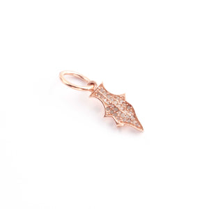 1 Pc Pave Diamond Arrowhead Charm Pendant - 925 Sterling Silver, Rose & Yellow Gold Vermeil - Arrow Pendant 16mmX5mm PDC806