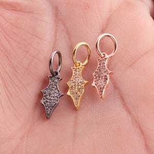 1 Pc Pave Diamond Arrowhead Charm Pendant - 925 Sterling Silver, Rose & Yellow Gold Vermeil - Arrow Pendant 16mmX5mm PDC806