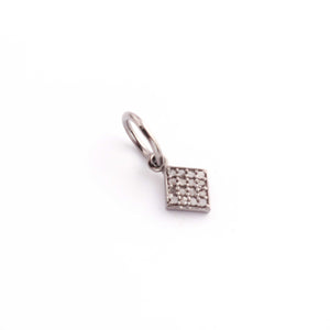 1 Pc Pave Diamond Square Pendant, Designer Charm, 925 Sterling Silver, Rose & Yellow Gold Vermeil , Pave Diamond Jewelry 11mmx7mm PDC909