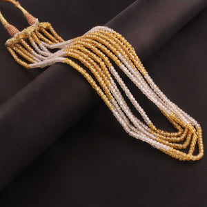 5 Strands AAA Quality Shaded Yellow Zircon Faceted Rondelles Ready To Wear Necklace - Yellow Zircon Rondelles Beads 3mm 13 Inch BR02858