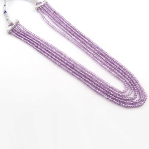 5 Strands Purple Zircon CZ Necklace , Gemstone Faceted Rondelles Ready To Wear Necklace - 3mm 14 Inch BR02862