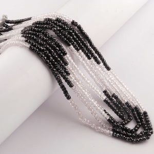 5 Strands  Black And White Zircon CZ Necklace , Gemstone Faceted Rondelles Ready To Wear Necklace -  Black And White Zircon  3mm 14 Inch BR02863