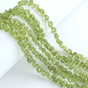 1 Strand Peridot Faceted  Briolettes - Onion Shape Briolettes -4-6mm-8 Inches BR02080 - Tucson Beads