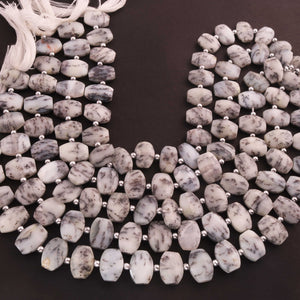 1 Strand Dendrite Opal Faceted Fancy Shape Beads, Straight Drill Dendrite Opal Fancy Beads,  Faceted  Briolettes 10mmx13mm -10mmx14mm -10 Inches BR03315 - Tucson Beads