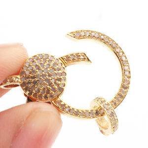 1 PC Antique Finish Pave Diamond Lobsters Over 925 Sterling Silver, Rose & Yellow Gold Vermeil - Double Sided Diamond Clasp 30mmx18mm LB0009