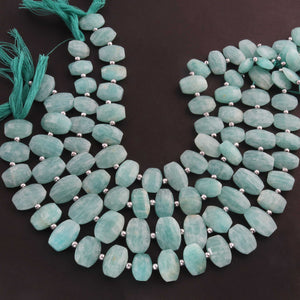 1 Strand Amazonite  Faceted Fancy Shape Beads, Straight Drill Amazonite Fancy Beads,  Faceted  Briolettes 10mmx9mm- 17mmx12mm - 10 Inches BR03458 - Tucson Beads