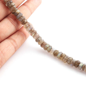 1  Long Strand Labradorite Faceted Roundells -  9 mm-5 Inches BR1217