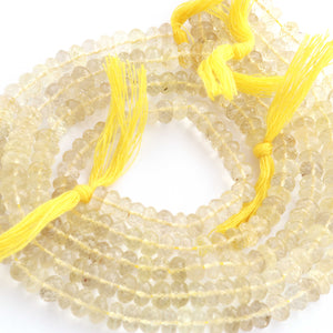 1 Strand Lemon Quartz Faceted Rondelles  -Gemstone Roundelles Shape  Beads - 6mm-7mm -10 Inches BR1213