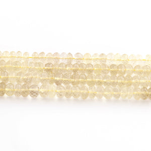 1 Strand Lemon Quartz Faceted Rondelles  -Gemstone Roundelles Shape  Beads - 6mm-7mm -10 Inches BR1213