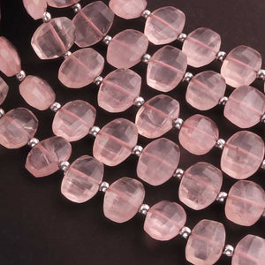 1 Strand Rose Quartz Faceted Fancy Shape Beads, Straight Drill Rose Quartz Fancy Beads,  Faceted  Briolettes 8mmx12mm - 10mmx13mm -10 Inches BR03307 - Tucson Beads