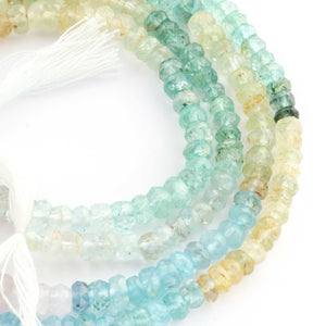 1 Strand Multi Aquamarine Faceted Finest Quality Rondelle Beads  - 5mm-6mm 13 inches BR1201