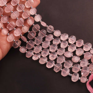 1 Strand Rose Quartz Faceted Fancy Shape Beads, Straight Drill Rose Quartz Fancy Beads,  Faceted  Briolettes 8mmx12mm - 10mmx13mm -10 Inches BR03307 - Tucson Beads