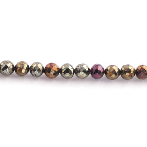 1 Strand Black Spinel Golden Coated  Faceted Rondelles  -Faceted Round Shape  Rondelles - 6mm -9.5 Inches BR1214