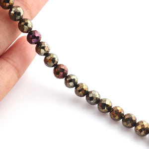 1 Strand Black Spinel Golden Coated  Faceted Rondelles  -Faceted Round Shape  Rondelles - 6mm -9.5 Inches BR1214