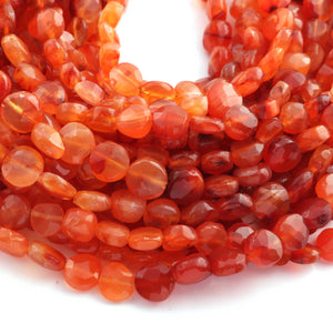 1 Strand Shaded Carnelian Faceted  Briolettes - Coin Shape Beads 7mm-9mm 8.5 Inches BR1232