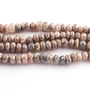 1 Strand Moonstone Silver Coated Faceted Rondelles - Roundel Beads 9mm-10mm  8 Inches BR1238