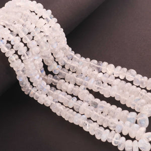 1  Long Strand White Rainbow  Moonstone Smooth Rondelles -  4mm-10mm -15 Inches BR02288 - Tucson Beads