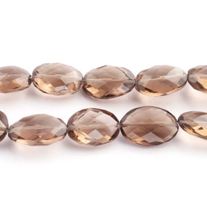 1 Strand Smoky Quartz Faceted Briolettes -Oval Shape Briolettes  16mmx12mm-17mmx12mm-8 Inches BR1242