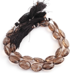 1 Strand Smoky Quartz Faceted Briolettes -Oval Shape Briolettes  16mmx12mm-17mmx12mm-8 Inches BR1242