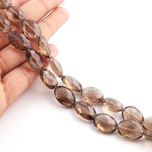 1 Strand Smoky Quartz Faceted Briolettes -Oval Shape Briolettes  16mmx12mm-17mmx12mm-8 Inches BR1242