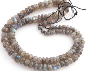 1 Long Strand Labradorite Smooth Roundelles - Labradorite Plain Rondelles Beads 5mm-10mm 18 Inches BR1241