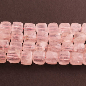 1 Strand Rose Quartz Faceted Cube Briolettes -Rose Quartz Cube Briolettes  - 7mm-10mm 8 Inches BR1255