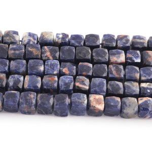 1 Strand Finest Quality Sodalite Faceted Cube Bead - Sodalite Cube Beads 8mm-9mm 8.5 Inches BR1265