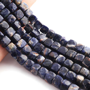 1 Strand Finest Quality Sodalite Faceted Cube Bead - Sodalite Cube Beads 8mm-9mm 8.5 Inches BR1265