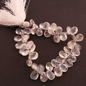 1 Long Strand White Silverite Faceted Briolettes - Pear Shape Briolettes -12mmx8mm-16mmx9mm 8 Inches BR1281