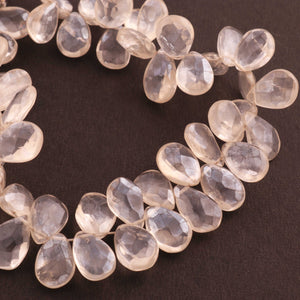 1 Long Strand White Silverite Faceted Briolettes - Pear Shape Briolettes -12mmx8mm-16mmx9mm 8 Inches BR1281