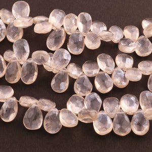 1 Long Strand White Silverite Faceted Briolettes - Pear Shape Briolettes -12mmx8mm-16mmx9mm 8 Inches BR1281