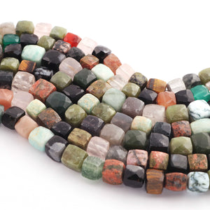 1 Strand Multi Stone Faceted Cube Briolettes -Box Shape Beads 7mmx6mm-12mmx11mm 8.5 inches BR1290